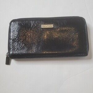Black Perlina Black Zip Around Leather Wallet